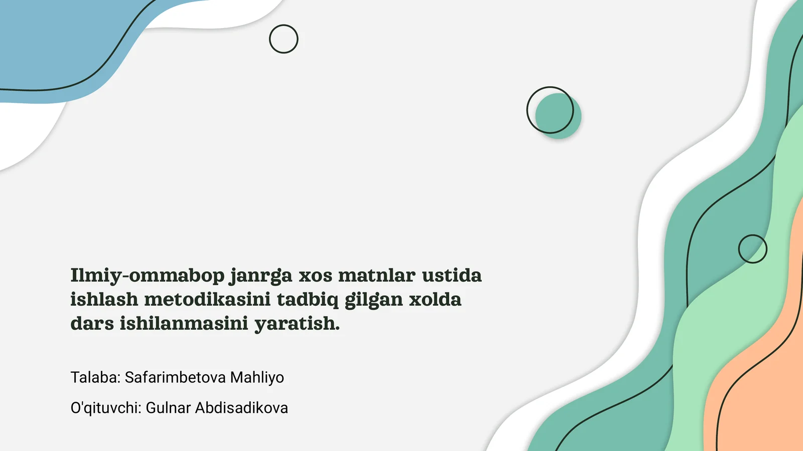 Ilmiy-ommabop janrga xos matnlar ustida ishlash metodikasi