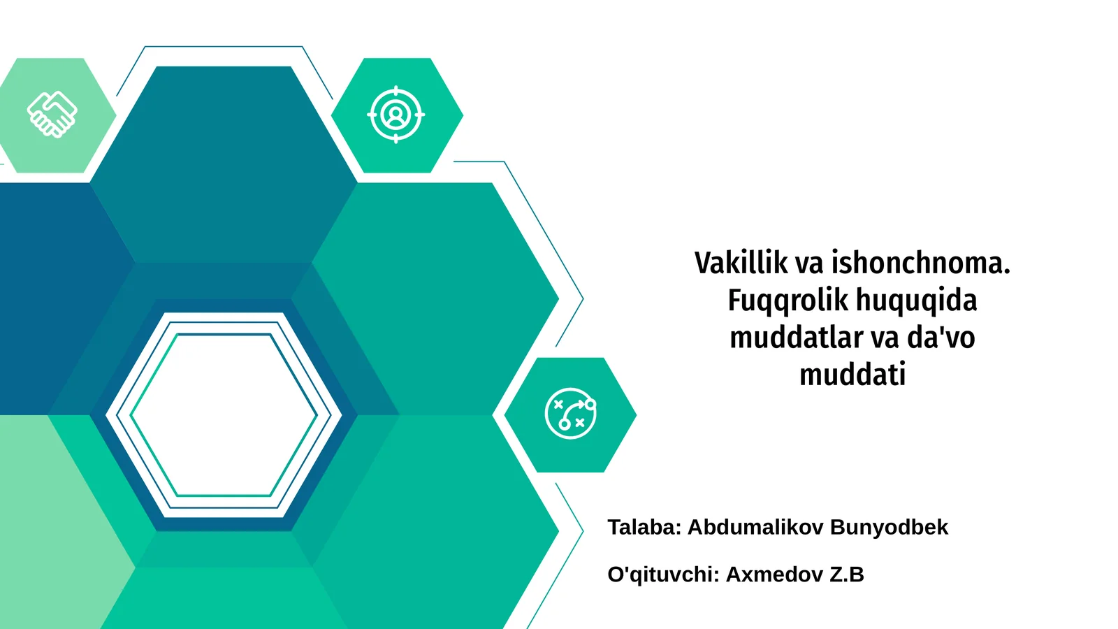 Vakillik va ishonchnoma. Fuqqrolik huquqida muddatlar va da'vo muddati