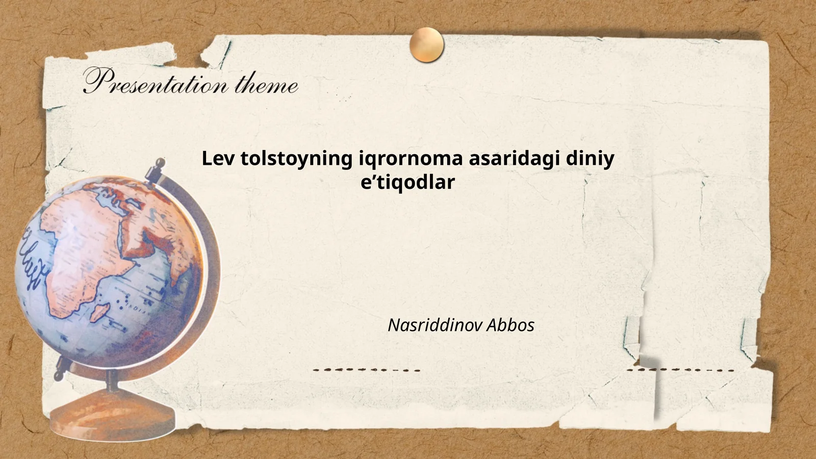 Lev tolstoyning iqrornoma asaridagi diniy eʼtiqodlar
