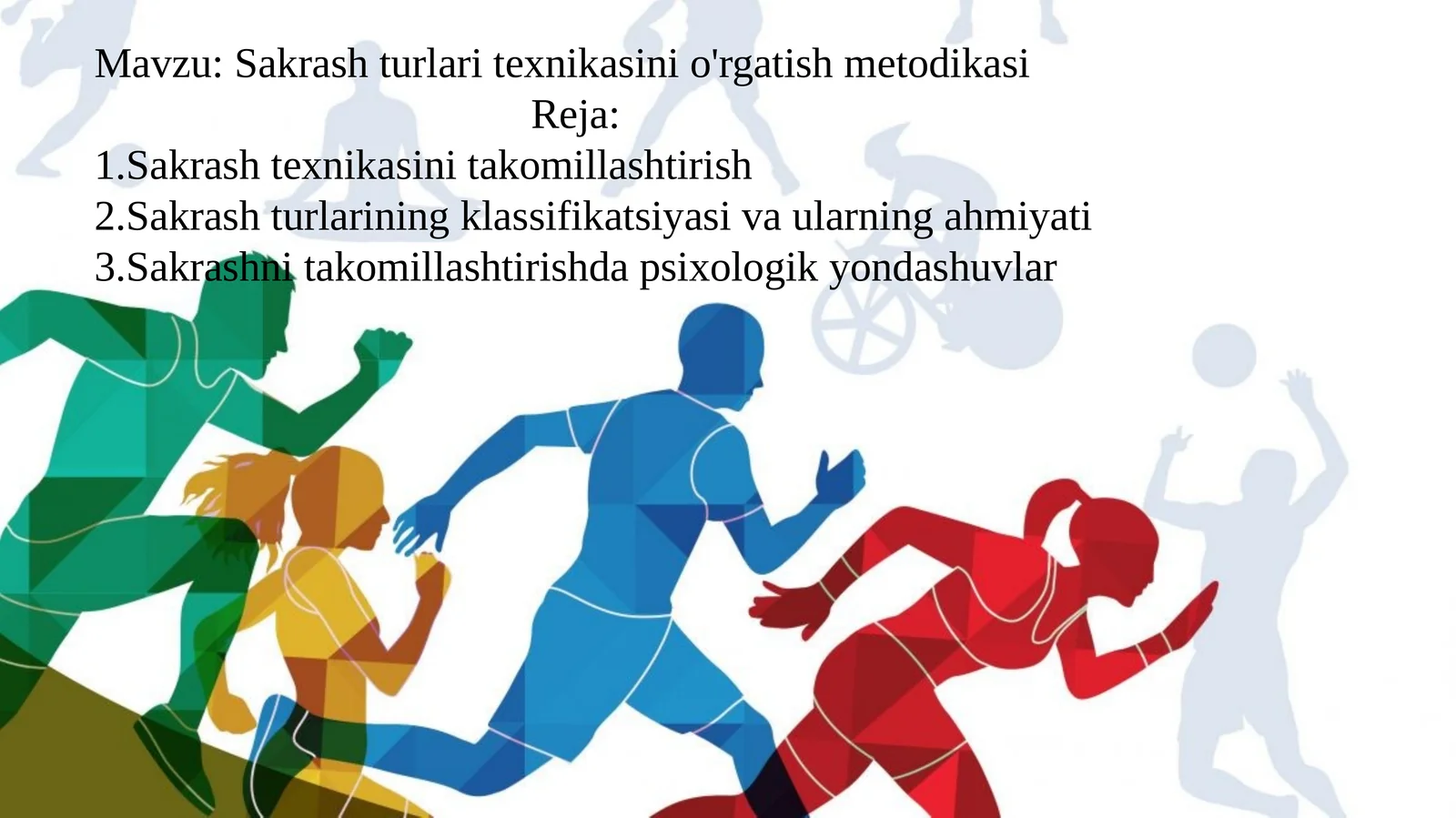 Sakrash turlari texnikasini o'rgatish metodikasi