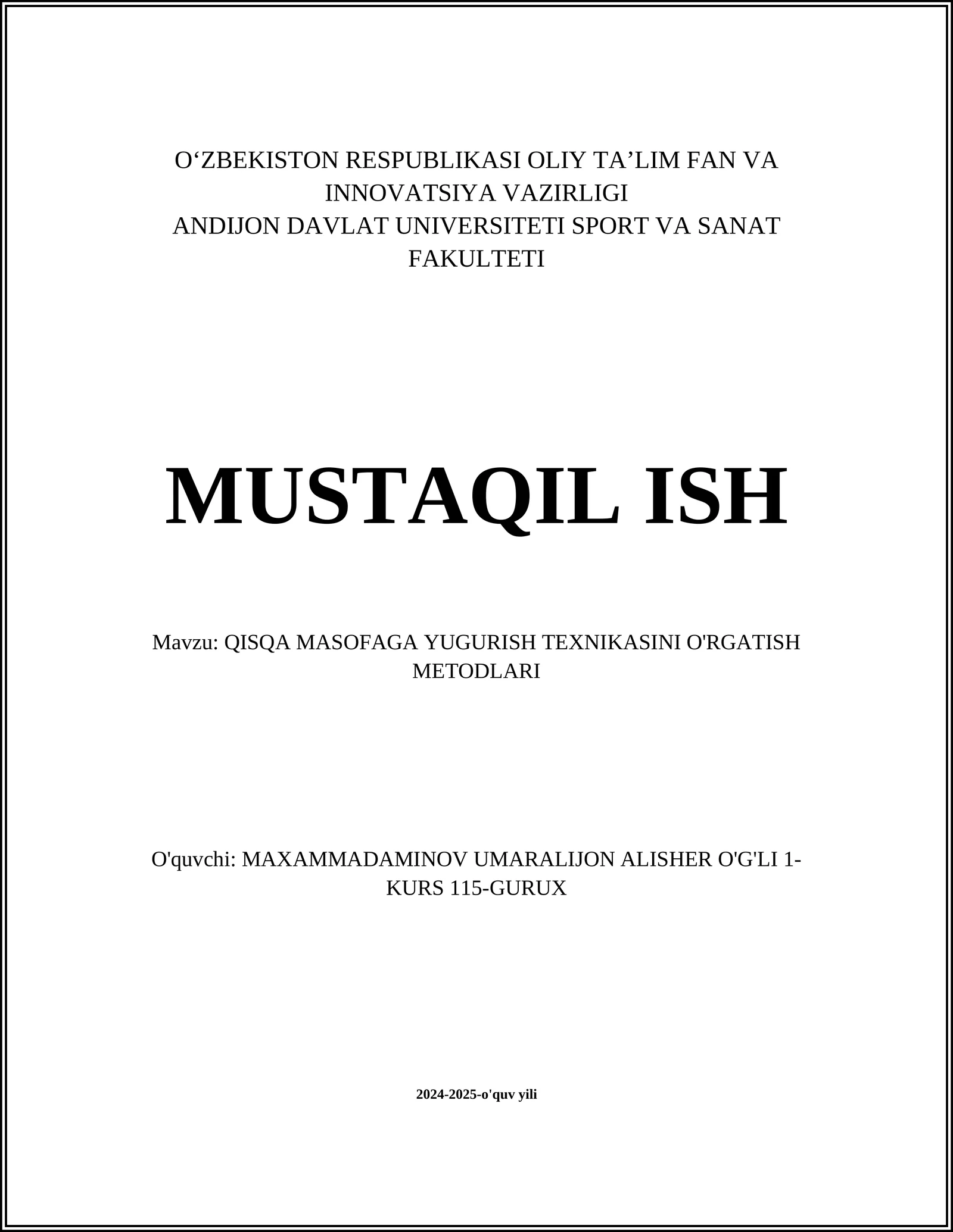 QISQA MASOFAGA YUGURISH TEXNIKASINI O'RGATISH METODLARI