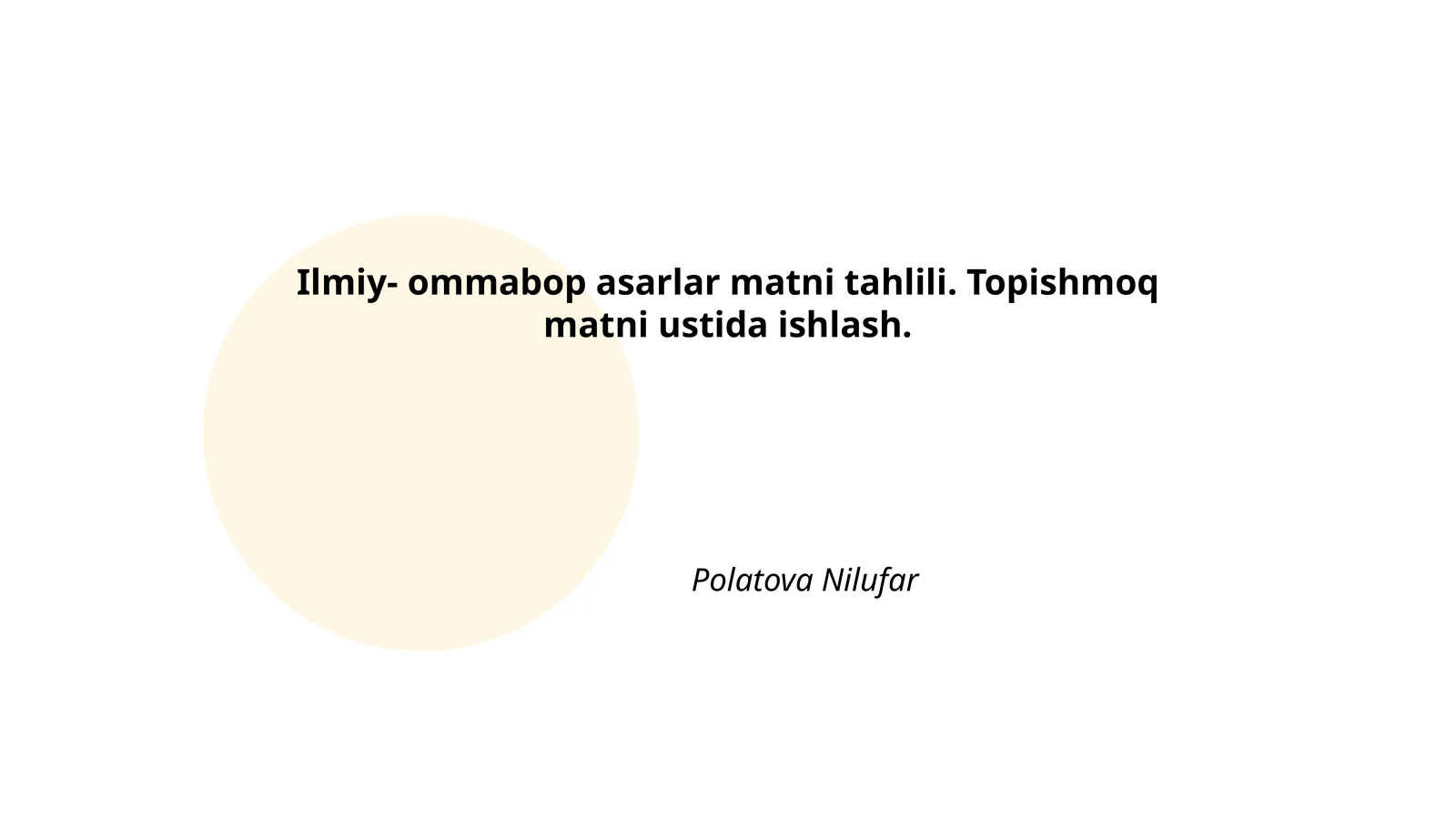 Ilmiy-ommabop asarlar matni tahlili