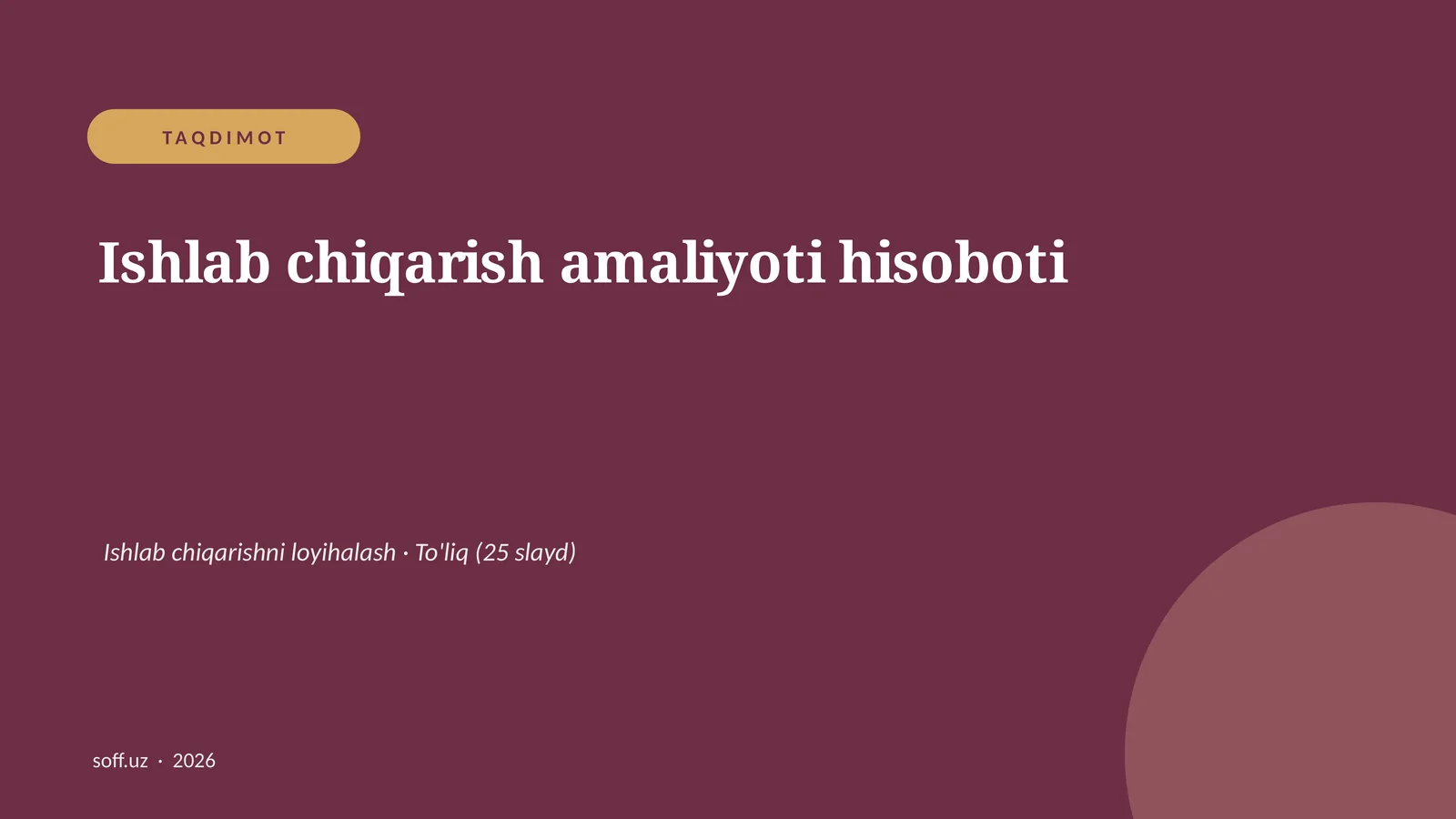 Ishlab chiqarish amaliyoti hisoboti