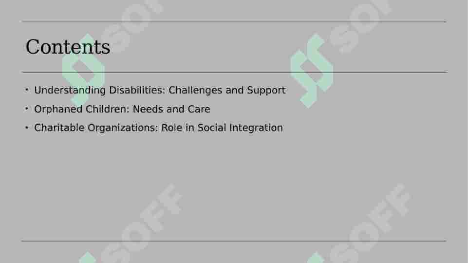 Orphan Issues Social issues: Disabled people, orphans, charity.