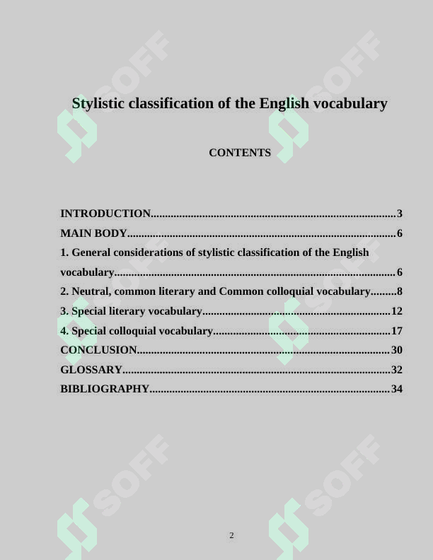 English Classification Stylistic classification of the English vocabulary