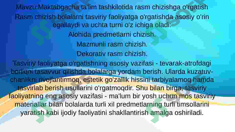 06maktab Rasm Maktabgacha yoshdagi bolalarni rasm chizishga oʻrgatish